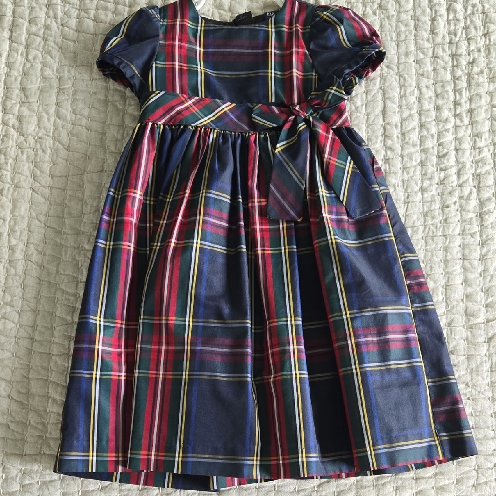 Plaid Kids Dress in Blue and Red